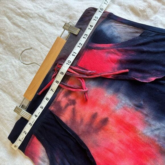 Tie dye red blue white maxi skirt size L with drawstring and pockets uni… - Picture 4 of 6
